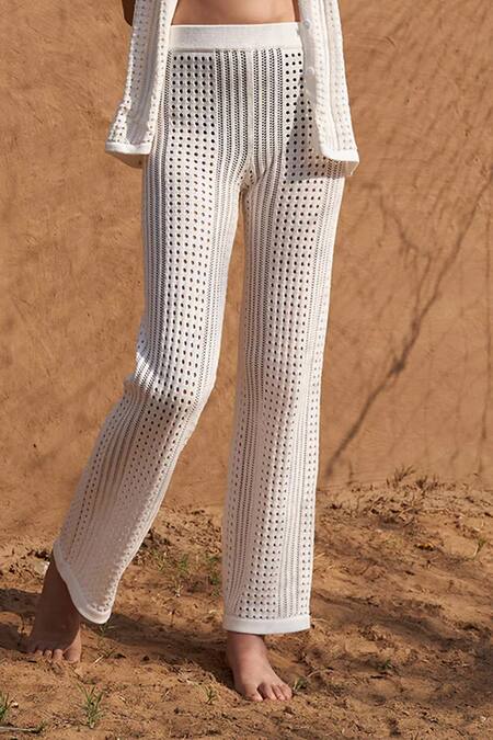 Buy Shop Nirvanaa White Cotton Collared Isabella Knit Shirt With Pant Online at Aza Fashions Buy_Shop Nirvanaa_White Cotton Collared Isabella Knit Shirt With Pant _Online_at_Aza_Fashions