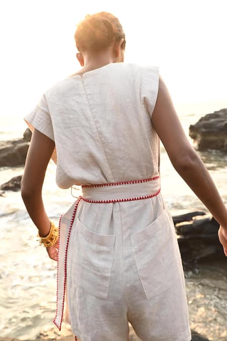 Shop Nirvanaa Kai Linen Playsuit With Bralette 