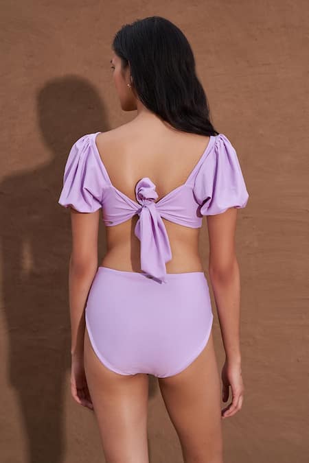 Shop Nirvanaa Solid Purple Crop Top & Bottom Set 