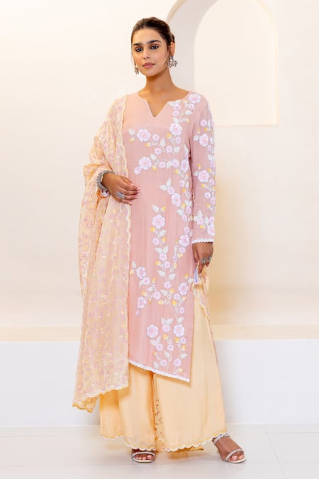 Shruti Sancheti Floral Placement Embroidered Kurta Set 