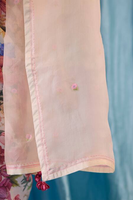 Shop_Surmaye_Beige Whimsical Garden Printed Saree _Online_at_Aza_Fashions