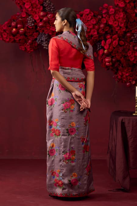 Surmaye Eternal Love Flower Motif Print Saree 