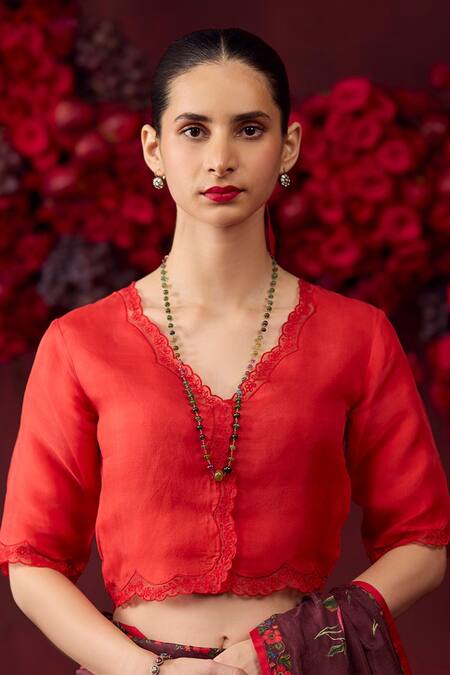 Surmaye_Grey Silk Eternal Love Flower Motif Print Saree _Online_at_Aza_Fashions