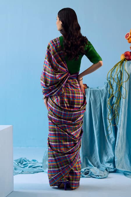 Surmaye Playful Mosaic Checkered Saree 
