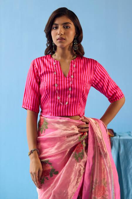 Surmaye_Fuchsia Handloom Cotton Zari Vivacious Jamdani Saree _at_Aza_Fashions
