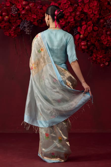 Surmaye Tranquility Organza Mulberry Silk Jamdani Saree 