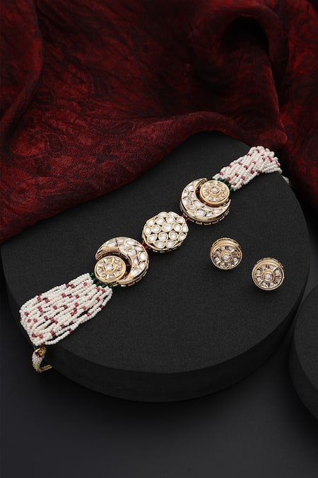 Swabhimann Polki Studded Half Moon Choker Set 