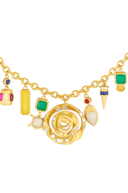 Buy Isharya Multi Color Charm Tassel Necklace Online at Aza Fashions Buy_Isharya_Multi Color Charm Tassel Necklace _Online_at_Aza_Fashions