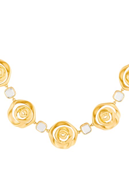 Buy_Isharya_Green Festive Rose Collar Necklace _Online_at_Aza_Fashions