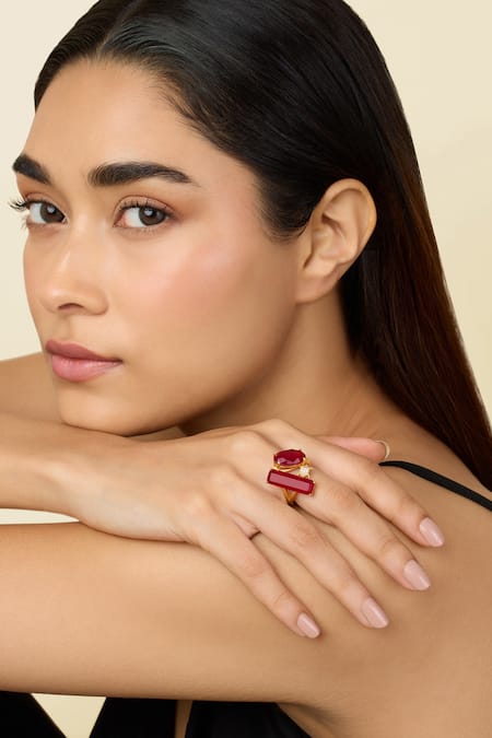 Isharya Ruby Rosette Open Ring 