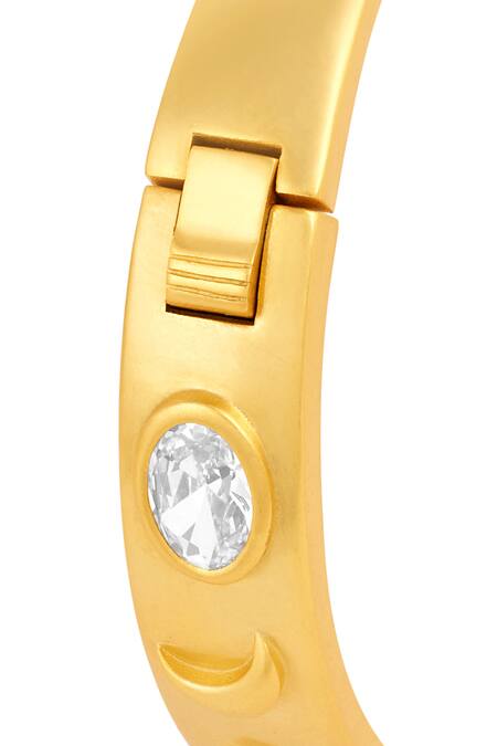 Shop Isharya Gold Plated Stones Mirror Oval Hinge Bangle Online at Aza Fashions Shop_Isharya_Gold Plated Stones Mirror Oval Hinge Bangle_Online_at_Aza_Fashions