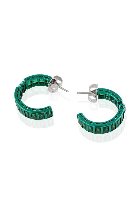 Buy_Isharya_Green Crystals, Stones Petit Doublet Hoops_Online_at_Aza_Fashions