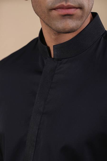 Buy_Raw & Rustic By Niti Bothra_Black Cotton Solid Potli Lined Kurta 