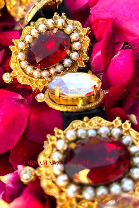 Ornamaas Gold Crystals Regal Motif Embellished Headband at Aza Fashions Ornamaas_Gold Crystals Regal Motif Embellished Headband _at_Aza_Fashions