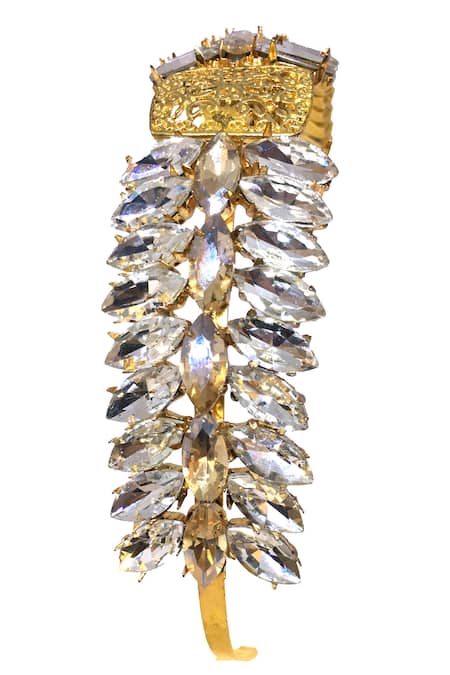 Ornamaas Gold Cubic Zirconia Spike Embellished Headband Online at Aza Fashions Ornamaas_Gold Cubic Zirconia Spike Embellished Headband _Online_at_Aza_Fashions