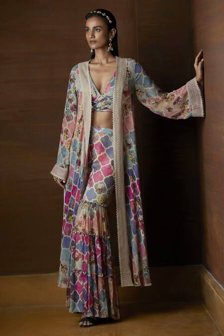 Ornamaas_Green Cubic Zirconia Abstract Motif Embellished Headband _Online_at_Aza_Fashions