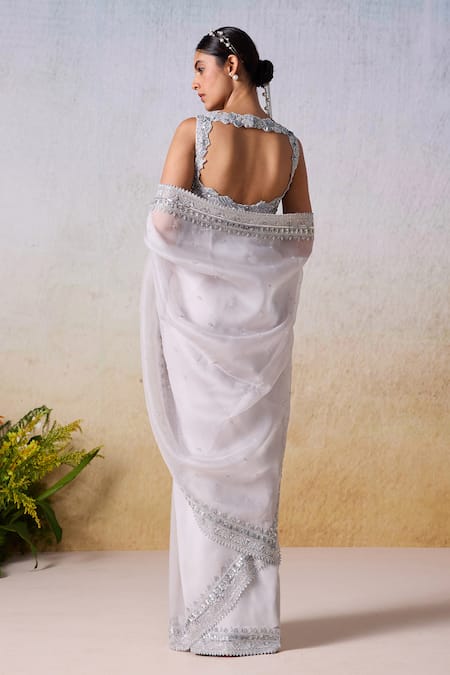 Mirroir Floral Embellished Border Saree With Blouse 