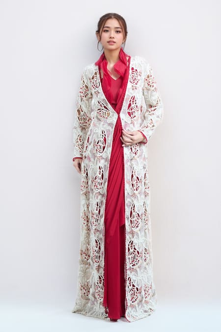 Ridhima Bhasin Embroidered Jacket & Pre-Draped Saree Set 