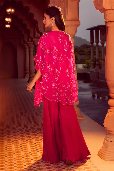 Aariyana Couture Pink Viscose, Silk Organza Embroidery, Beads Floral Hand Cape And Sharara Set Online at Aza Fashions Aariyana Couture_Pink Viscose, Silk Organza Embroidery, Beads Floral Hand Cape And Sharara Set _Online_at_Aza_Fashions