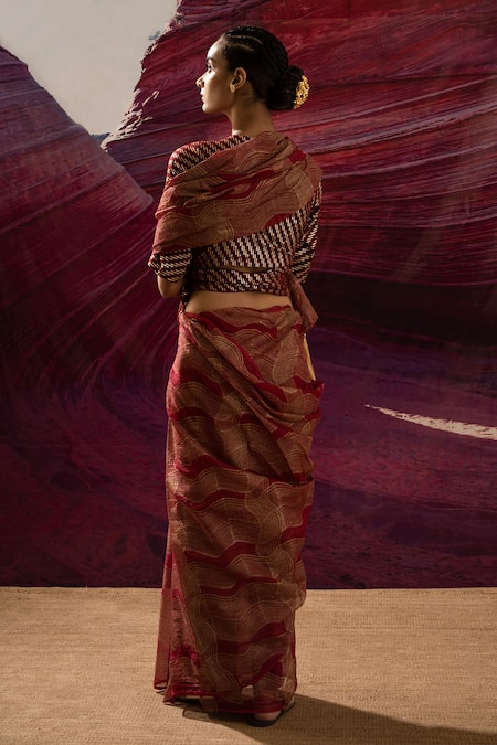 Banana Labs Handblock Print Saree With Blouse 