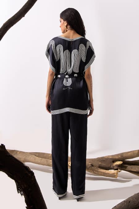 Kamaali Pret Cairo Placement Print Kaftan Top With Pant 