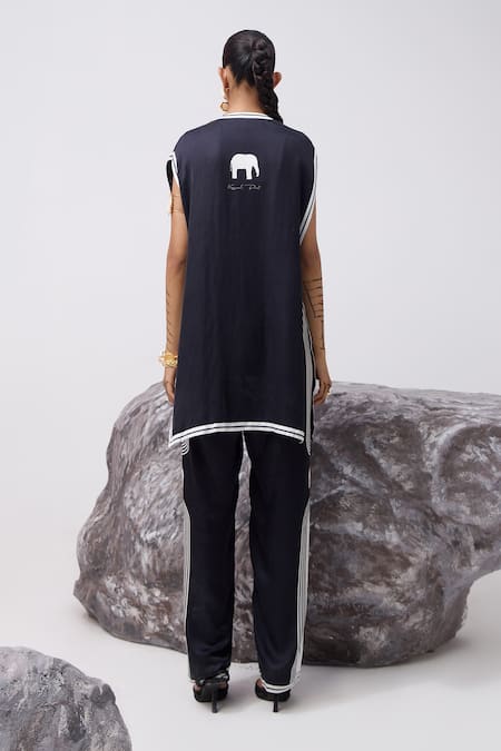 Kamaali Pret Tumbi Elephant Print Long Top With Pant 