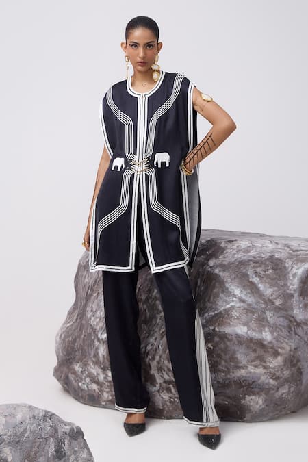 Buy_Kamaali Pret_Black Cupro Printed Elephant Sirocco Amarula Pant _Online_at_Aza_Fashions