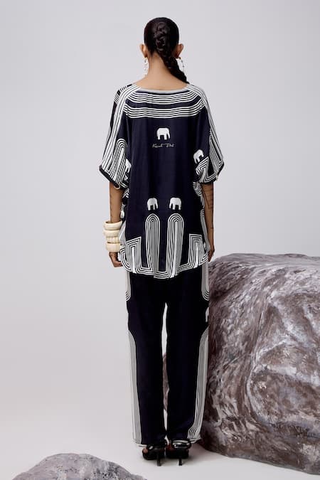 Kamaali Pret Kari Elephant Print Oversized Top With Pant 