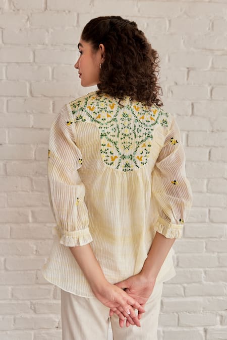 Khamaj India Bay Embroidered Top With Pant 