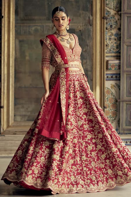 Nitika Gujral Floral Embroidered Bridal Lehenga Set 