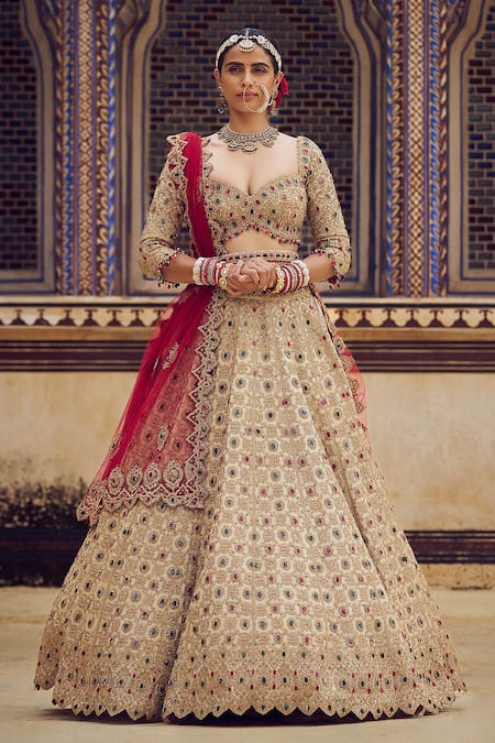 Nitika Gujral Stone Embroidered Bridal Lehenga Set 