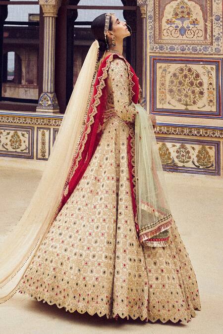 Nitika Gujral Gold Net, Tissue Sequins, Stones, Beads Embroidered Bridal Lehenga Set at Aza Fashions Nitika Gujral_Gold Net, Tissue Sequins, Stones, Beads Embroidered Bridal Lehenga Set _at_Aza_Fashions