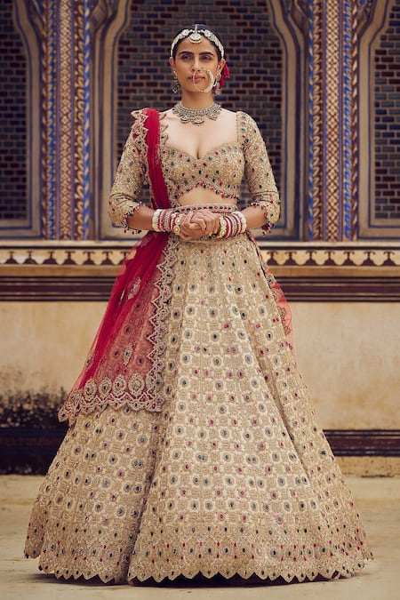 Nitika Gujral Stone Embroidered Bridal Lehenga Set 