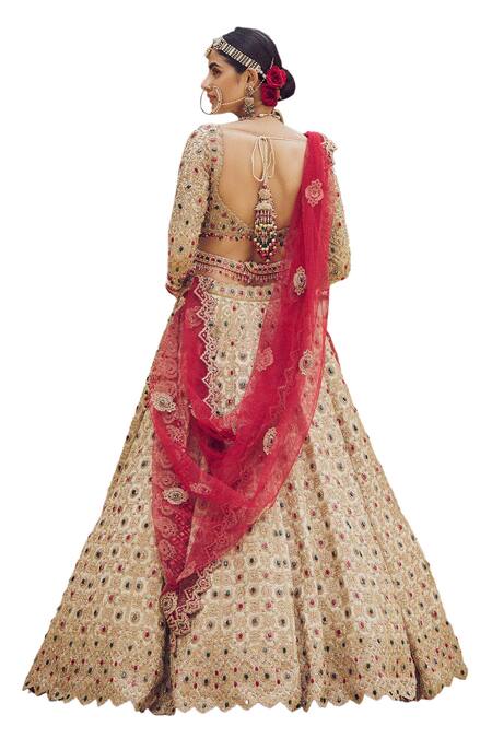 Shop Nitika Gujral Gold Net, Tissue Crystals, Embroidery, Cut Work, Sequins, Bridal Lehenga Set Online at Aza Fashions Shop_Nitika Gujral_Gold Net, Tissue Crystals, Embroidery, Cut Work, Sequins, Bridal Lehenga Set _Online_at_Aza_Fashions