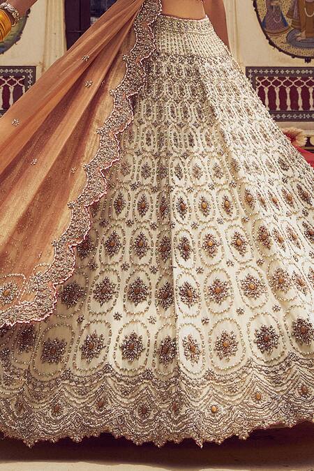 Buy Nitika Gujral Gold Net, Tissue Crystals, Pearls, Beads Resham Embroidered Bridal Lehenga Set Online at Aza Fashions Buy_Nitika Gujral_Gold Net, Tissue Crystals, Pearls, Beads Resham Embroidered Bridal Lehenga Set _Online_at_Aza_Fashions