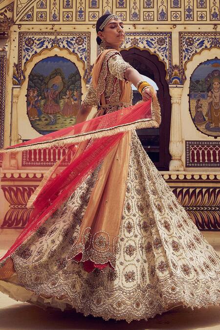 Nitika Gujral Gold Net, Tissue Pearls, Beads, Crystals, Resham Embroidered Bridal Lehenga Set at Aza Fashions Nitika Gujral_Gold Net, Tissue Pearls, Beads, Crystals, Resham Embroidered Bridal Lehenga Set _at_Aza_Fashions