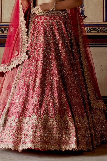 Nitika Gujral Red Silk, Net, Tissue Crystals, Diamonds, Beads, Dabka Embroidered Lehenga Set Online at Aza Fashions Nitika Gujral_Red Silk, Net, Tissue Crystals, Diamonds, Beads, Dabka Embroidered Lehenga Set _Online_at_Aza_Fashions