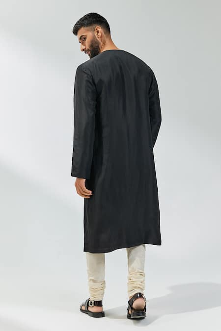 Shop Priyal Prakash Black Silk, Cotton Gota Patti, Zari Kurta Set With Border Embroidered Shawl at Aza Fashions Shop_Priyal Prakash_Black Silk, Cotton Gota Patti, Zari Kurta Set With Border Embroidered Shawl _at_Aza_Fashions