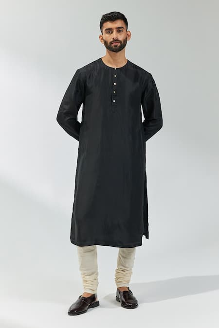 Priyal Prakash Black Silk, Cotton Gota Patti, Zari Kurta Set With Border Embroidered Shawl Online at Aza Fashions Priyal Prakash_Black Silk, Cotton Gota Patti, Zari Kurta Set With Border Embroidered Shawl _Online_at_Aza_Fashions