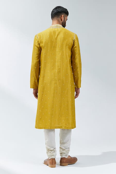 Shop Priyal Prakash Yellow Chanderi, Cotton Gota Patti, Zari Embroidered Kurta Set at Aza Fashions Shop_Priyal Prakash_Yellow Chanderi, Cotton Gota Patti, Zari Embroidered Kurta Set _at_Aza_Fashions