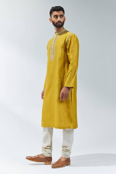 Priyal Prakash Yellow Chanderi, Cotton Gota Patti, Zari Embroidered Kurta Set Online at Aza Fashions Priyal Prakash_Yellow Chanderi, Cotton Gota Patti, Zari Embroidered Kurta Set _Online_at_Aza_Fashions