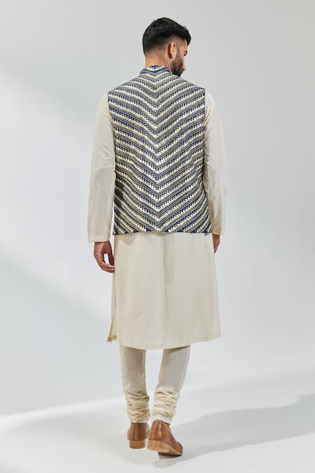 Shop Priyal Prakash Blue Chanderi, Cotton, Silk Sequins, Zari, Embroidered Waistcoat And Kurta Set at Aza Fashions Shop_Priyal Prakash_Blue Chanderi, Cotton, Silk Sequins, Zari, Embroidered Waistcoat And Kurta Set _at_Aza_Fashions