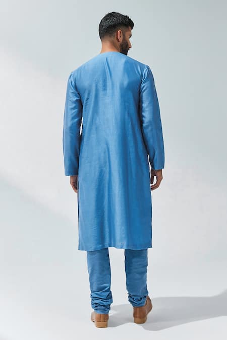 Priyal Prakash Blue Chanderi, Cotton Gota Patti, Floral Embroidered Waistcoat And Kurta Set Online at Aza Fashions Priyal Prakash_Blue Chanderi, Cotton Gota Patti, Floral Embroidered Waistcoat And Kurta Set _Online_at_Aza_Fashions