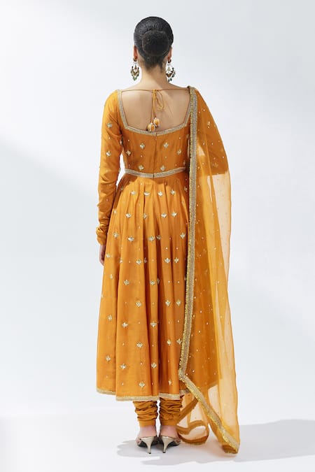 Shop Priyal Prakash Orange Chanderi, Cotton, Silk Organza, Muslin Gota Patti, Zari, Anarkali Set at Aza Fashions Shop_Priyal Prakash_Orange Chanderi, Cotton, Silk Organza, Muslin Gota Patti, Zari, Anarkali Set _at_Aza_Fashions