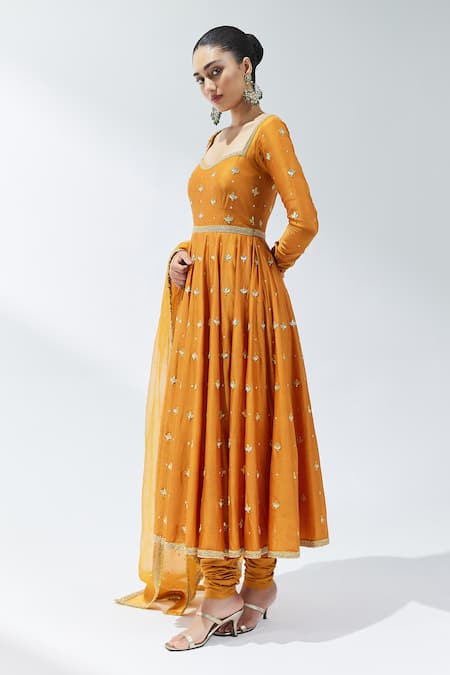 Buy Priyal Prakash Orange Chanderi, Cotton, Silk Organza, Muslin Gota Patti, Zari, Anarkali Set Online at Aza Fashions Buy_Priyal Prakash_Orange Chanderi, Cotton, Silk Organza, Muslin Gota Patti, Zari, Anarkali Set _Online_at_Aza_Fashions