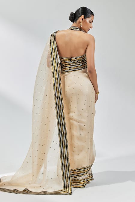 Shop Priyal Prakash Beige Silk Organza, Silk, Polyester Sequins, Zari, Embroidery Saree With Blouse at Aza Fashions Shop_Priyal Prakash_Beige Silk Organza, Silk, Polyester Sequins, Zari, Embroidery Saree With Blouse _at_Aza_Fashions