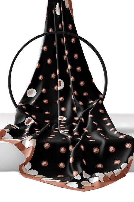 Shop Thee Modern Roots Black Satin, Georgette Lotus Print Saree With Unstitched Blouse Piece Online at Aza Fashions Shop_Thee Modern Roots_Black Satin, Georgette Lotus Print Saree With Unstitched Blouse Piece _Online_at_Aza_Fashions