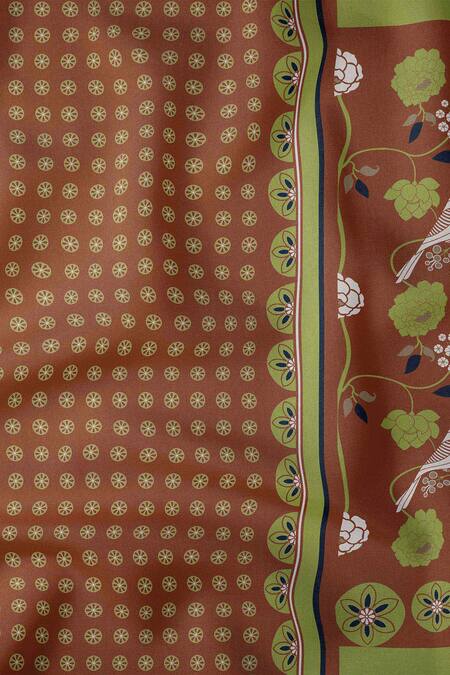 Shop Thee Modern Roots Brown Crepe Bloom Print Saree With Unstitched Blouse Piece Online at Aza Fashions Shop_Thee Modern Roots_Brown Crepe Bloom Print Saree With Unstitched Blouse Piece _Online_at_Aza_Fashions