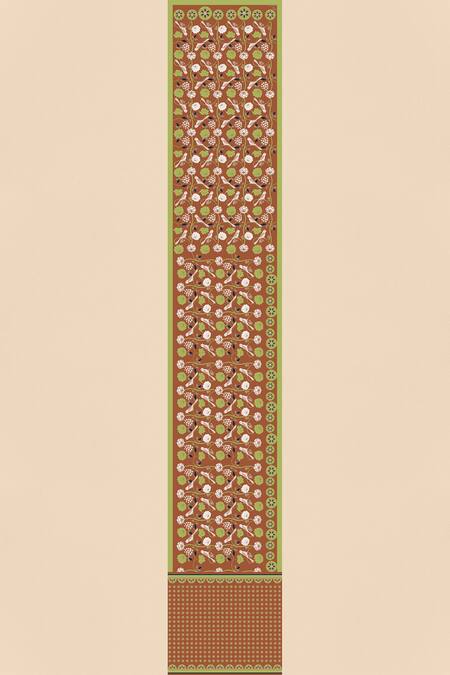 Thee Modern Roots Brown Crepe Bloom Print Saree With Unstitched Blouse Piece at Aza Fashions Thee Modern Roots_Brown Crepe Bloom Print Saree With Unstitched Blouse Piece _at_Aza_Fashions