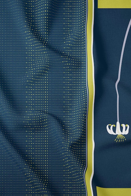 Buy Thee Modern Roots Blue Satin, Georgette Floral Stripe Print Saree With Unstitched Blouse Piece Online at Aza Fashions Buy_Thee Modern Roots_Blue Satin, Georgette Floral Stripe Print Saree With Unstitched Blouse Piece _Online_at_Aza_Fashions